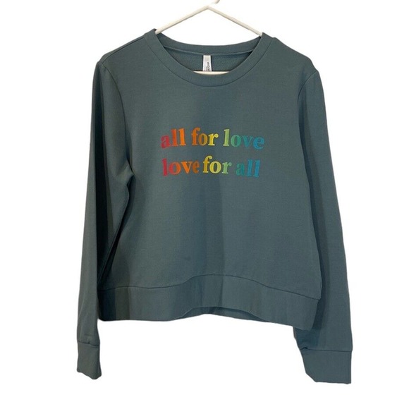 EMBRACE LIFE Athleisure Sweatshirt Top Size Large Multi Color Lettering - Picture 1 of 7